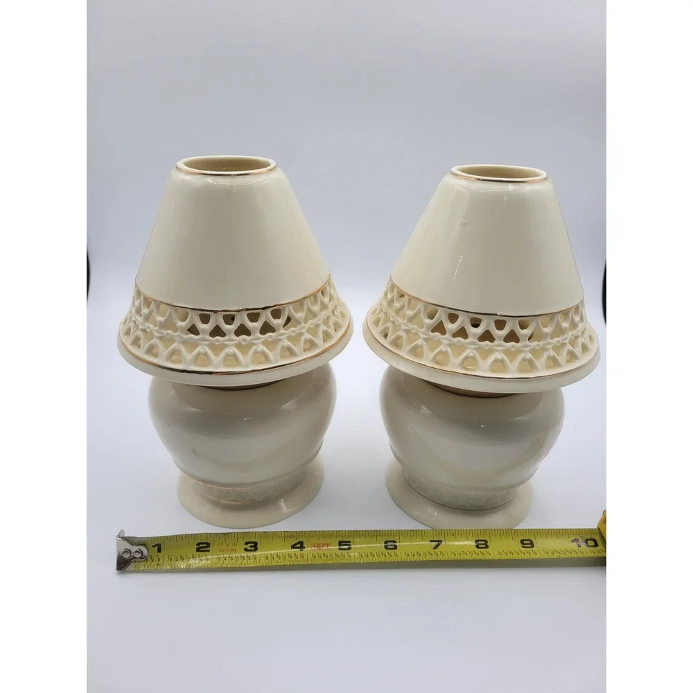 Lamp Lighr Aroma Glow Oil Lamp  Cream Ceramic Mini Lamp Votive  Set 2